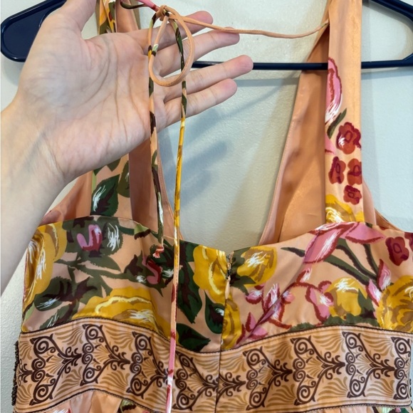 Y2K Spring Beaded Floral Embroidered Halter Midi Dress Coquette Girl - XS Small - Picture 10 of 13